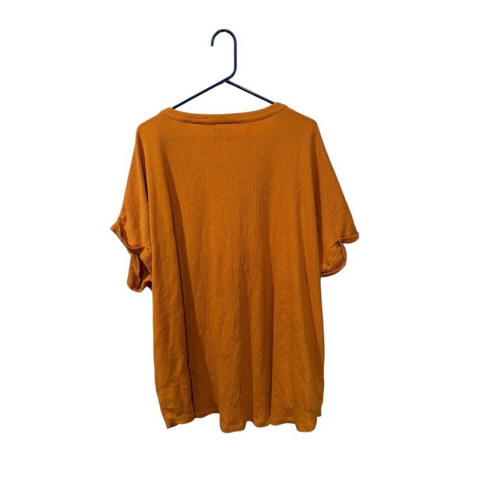 Ava & Viv Womens mustard yellowTextured V-Neck Blouse Size 4X Lightweight & Rela - Picture 4 of 4